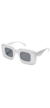 a pair of white sunglasses on a black background