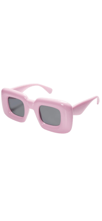 a pair of pink sunglasses on a black background
