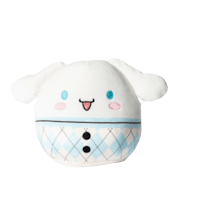 a blue and white bunny plush toy on a black background